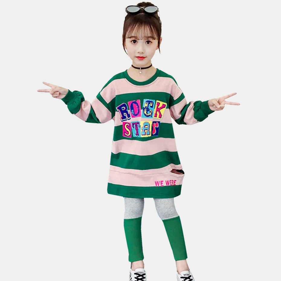 Детская одежда Толстовка в полоску + леггинсы Комплект из 2 предметов Одежда для