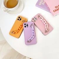 fashion wristband bracelet phone case for iphone 12 mini 11 pro max x xs xr 7 8 plus se 2020 solid color chain soft back cover