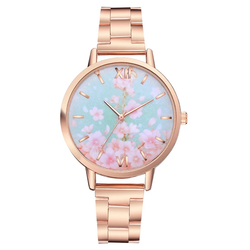 Часы наручные женские кварцевые Модные Роскошные Аналоговые золотистые розовое