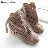 2021 new women summer boots flat low hidden wedges cutout bow boots ladies dress casual shoes hot sale size 34 43 botas mujer