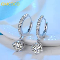 qmcoco 2021 new silver color ear zircon stud earrings simple trendy for women weeding party gift jewelry decorations