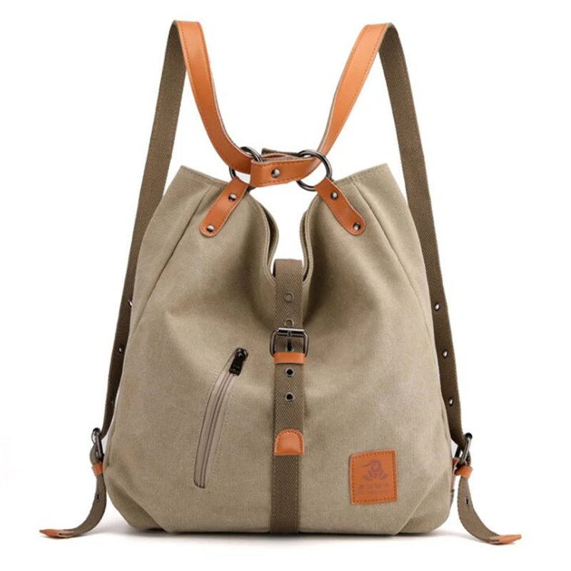 

High Capacity Shoulder Bags Female Casual Tote Bagpack Travel Hand Durable Canvas Women Handbags Bags Double-use