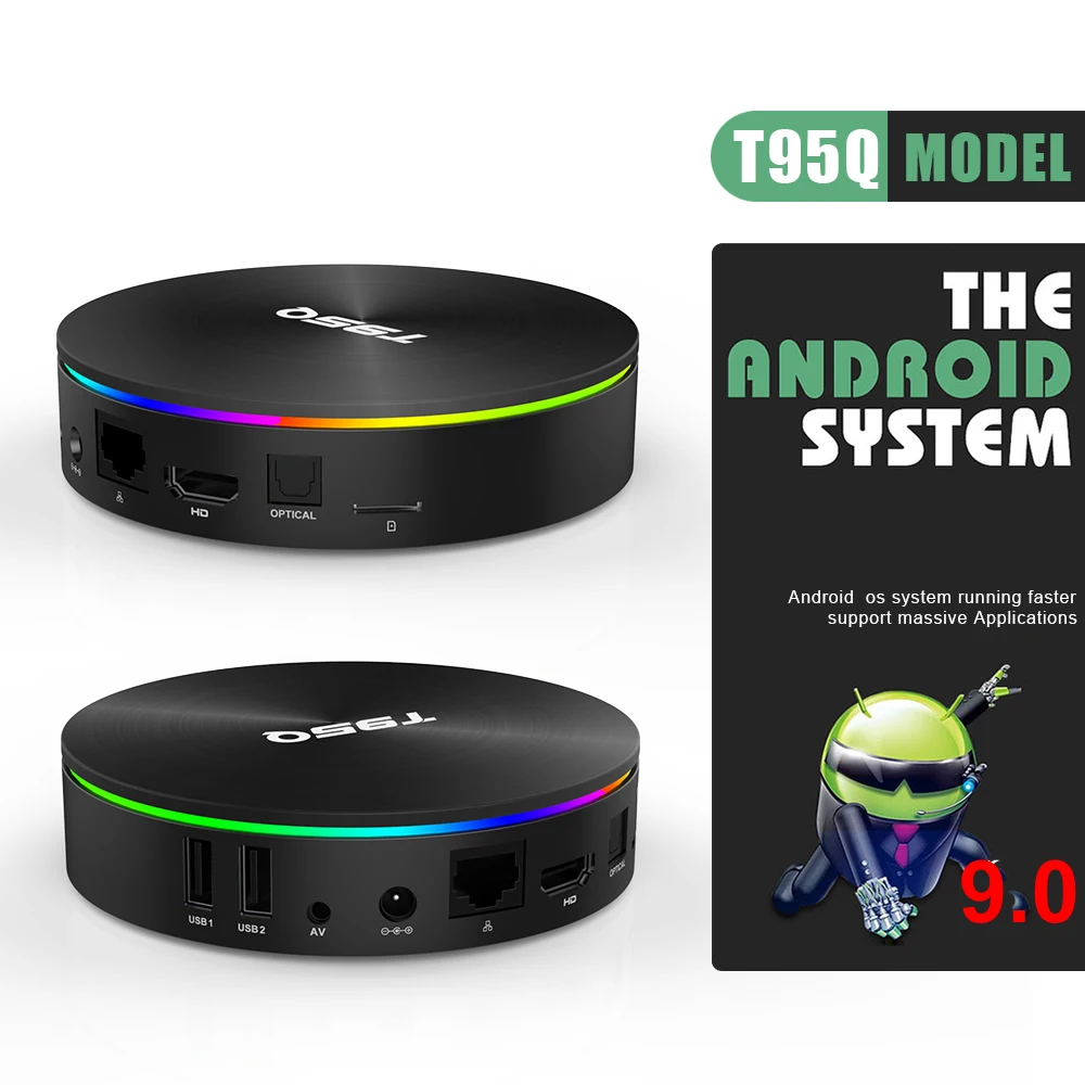 Android 9 0 смарт-ТВ коробка T95Q Amlogic S905X3 четыре ядра 4 Гб Оперативная память 64G