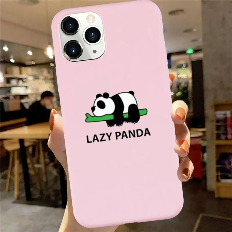 

panda cartoon cute animal luxury protective Phone Case funda Candy Color for iPhone 6 7 8 11 12 s mini pro X XS XR MAX Plus