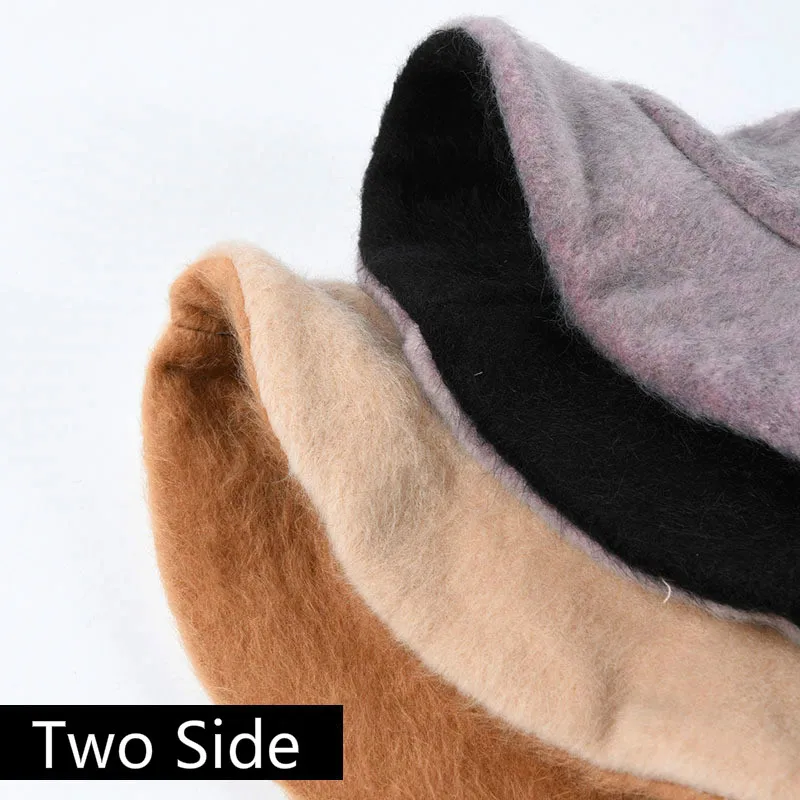 Новинка 2019 женские зимние шапки Faxu норка бархат две стороны Панама одноцветные