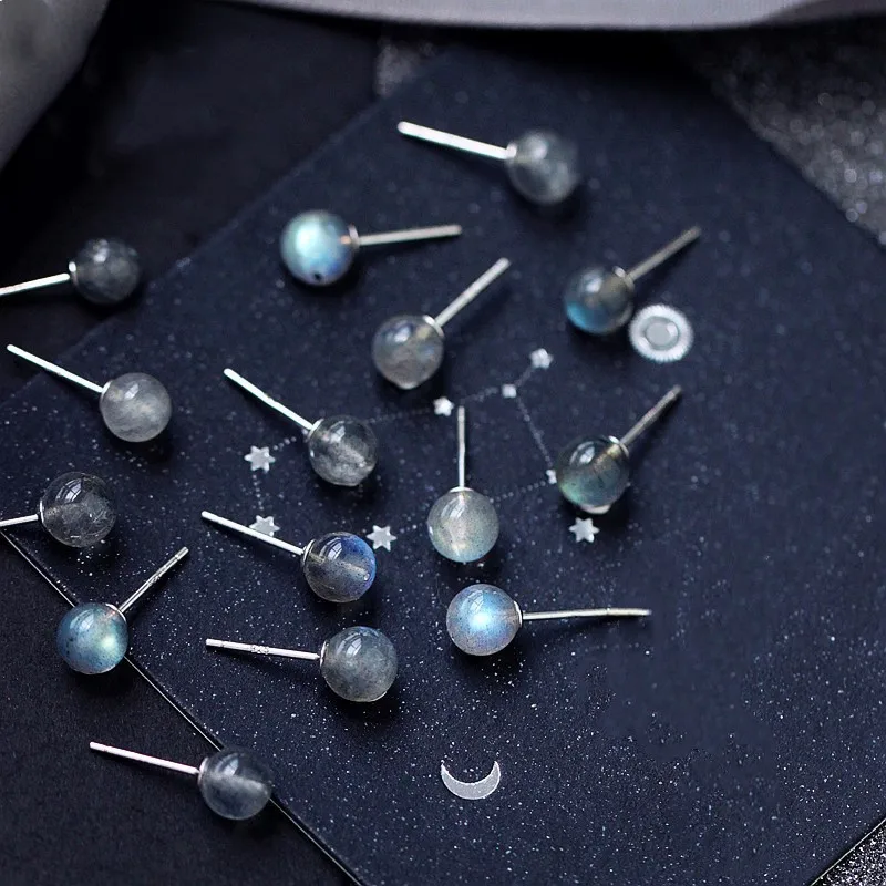 1 пара 6 мм серьги гвоздики из натурального камня Хрустальные кварцевые круглые