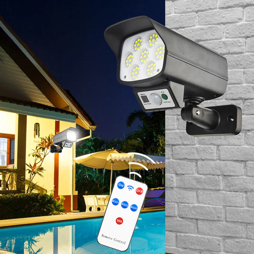 

Solar Virtual Camera Anti-theft Waterproof Fake Camera Outdoor Indoor Bullet LED Light Surveillance Camera Remote Control Light