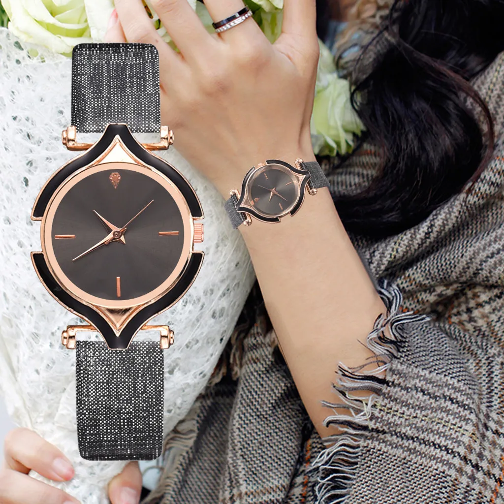 Новые простые женские часы модные кварцевые Креативный дизайн наручные с