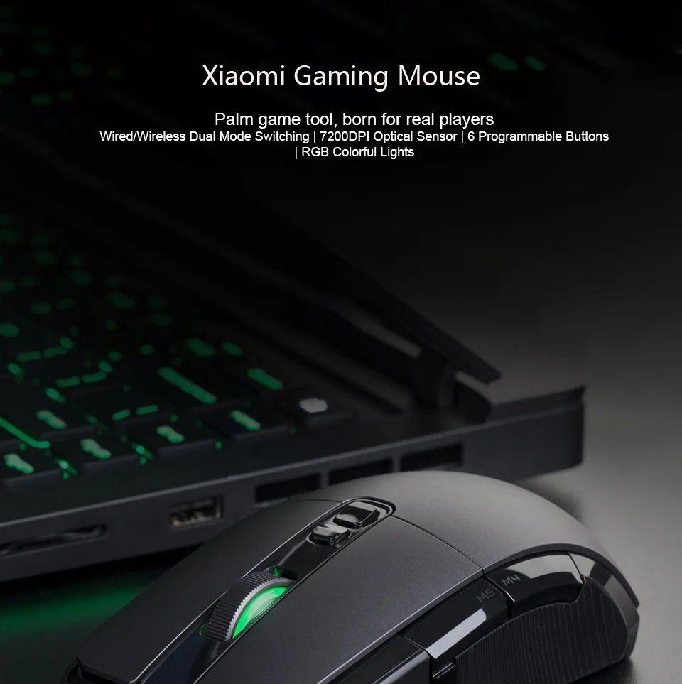 Xiao mi игровая мышь Портативный Usb/беспроводной 2,4 ГГц двойной режим 7200 точек/дюйм 6 кнопок RGB игровая мышка со светодиодной подсветкой MacOS компьютерный геймер mi ce mi Home