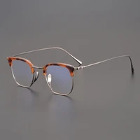 luxury brand semi rim acetate titanium glasses men square high quality handmade frame spectacles eyeglasses women eyewear