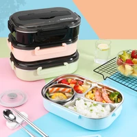 portable 304 stainless steel lunch box style compartment bento box microwave kitchen adult student leakproof food container
