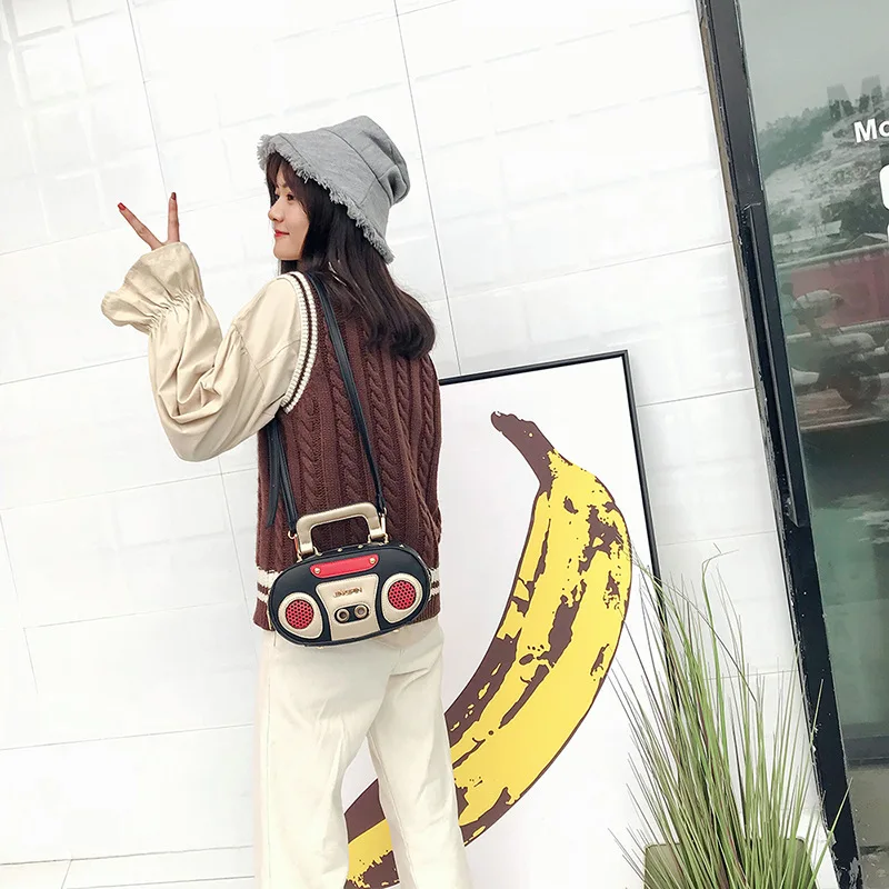 

Fun personality fashion retro radio handbag design ladies casual totes shoulder bag female crossbody mini messenger Crossbody