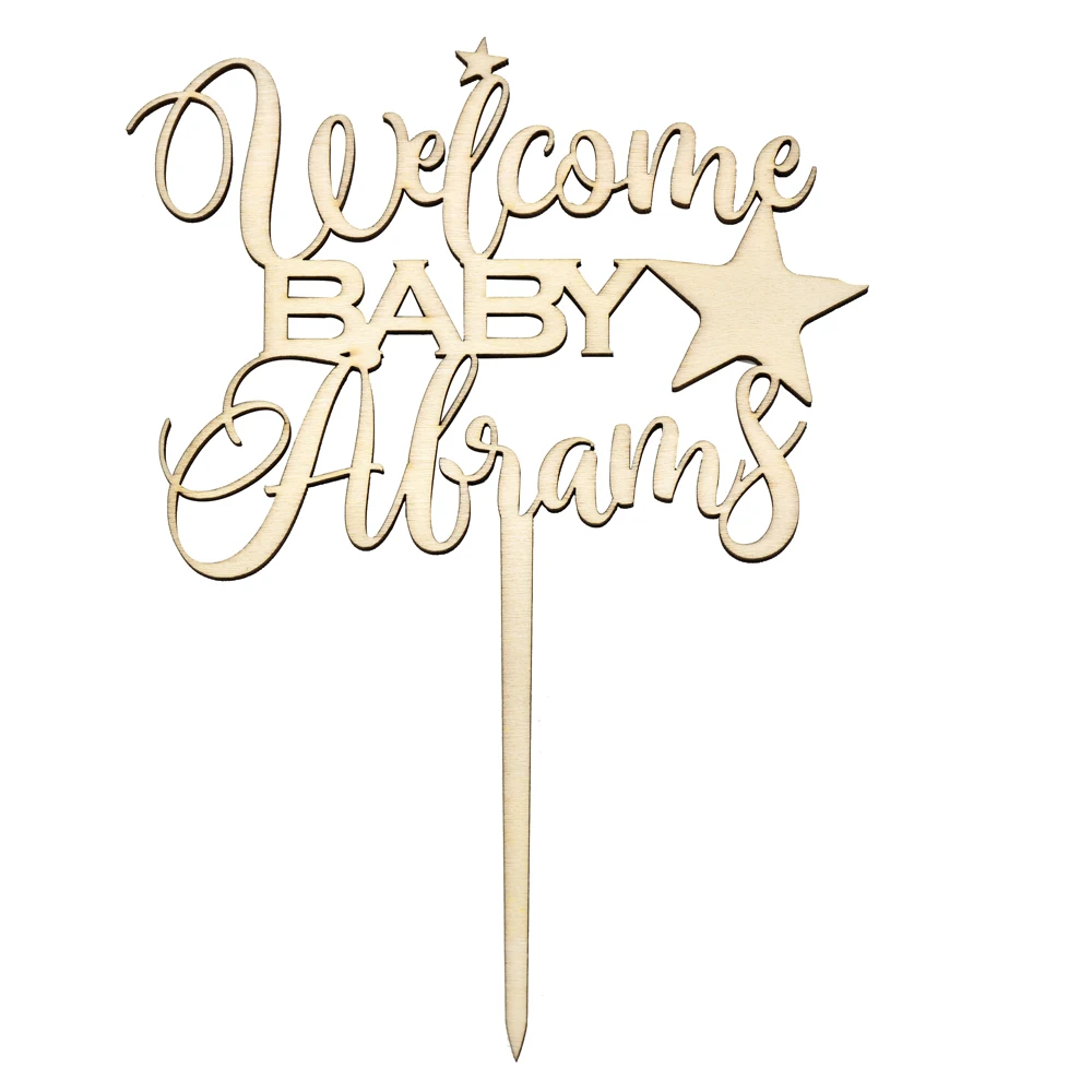 Персональный Выгравированный Топпер для детского торта акриловый деревянный