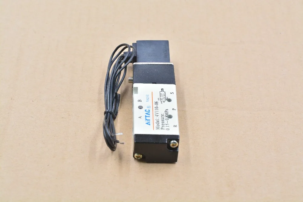 4V110-06 5 Way 2 Положение 1/8 &quotПневматический Соленоидный клапан с проводом DC12V DC24 AC110