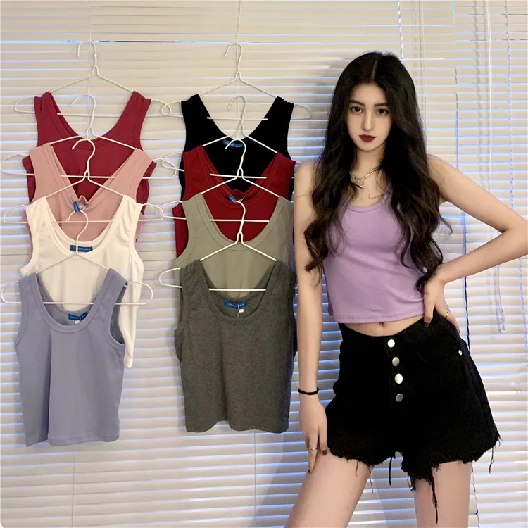 

Short Suspender Vest Navel Exposed Purple Small For Women To Wear Outside And Inside In Summer Korean Slim Fit Sexy Bottomed