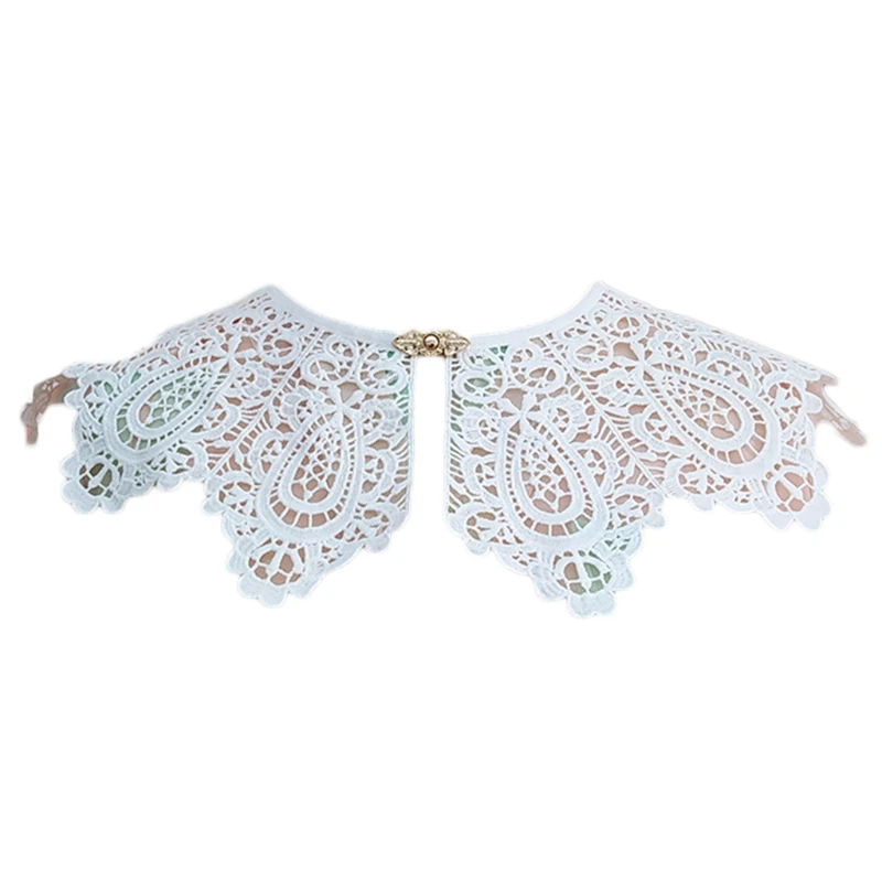 

Women's all-match lace hollow embroidered short shawl pearl buckle short shawl false collar