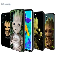 silicone cover baby groot cutest for huawei p50 p40 p30 p20 pro p10 p9 lite e plus 2016 5g black tpu phone case