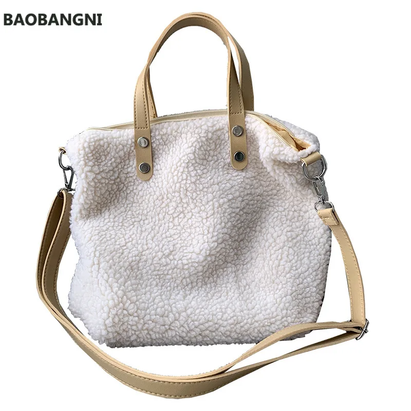 

New Women's Tote Handbags Lambs Wool Crossbody Bags for Women Soft Girl Shoulder Bag Large Capacity Female Messenger Bags