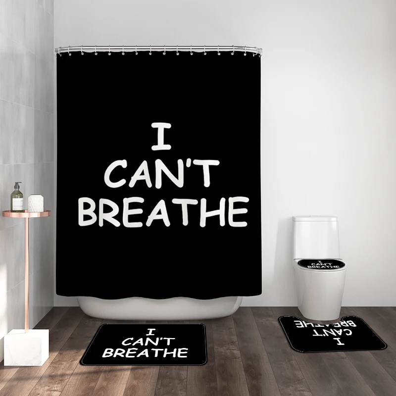

Black Design Waterproof Print Shower Curtain Minimalism Bathroom Decor Set 4 Piece Toilet Cover Rug Mat Bath Mat Set Home Decor