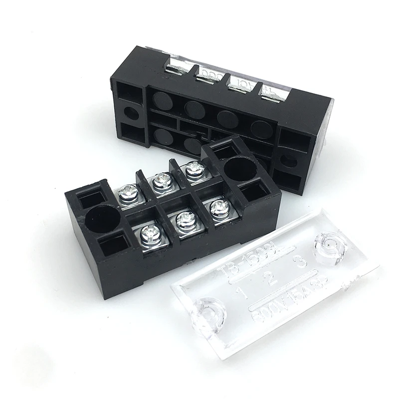 1Pcs 600V 15A TB1503 TB1504 TB1505 TB1506 TB1508 TB1510 TB1512 Positions Screw Electric Wire Connection Barrier Terminal Strip - купить по