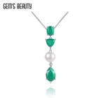Женское ожерелье из серебра 925 пробы с натуральным зелёным агатом