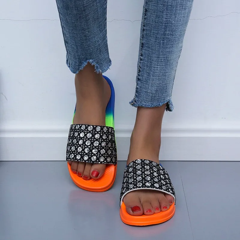 

Size 36-43 Bling Bling slippers sandals holiday beach ladies slippers summer thick-soled slippers Zapatillas Mujer