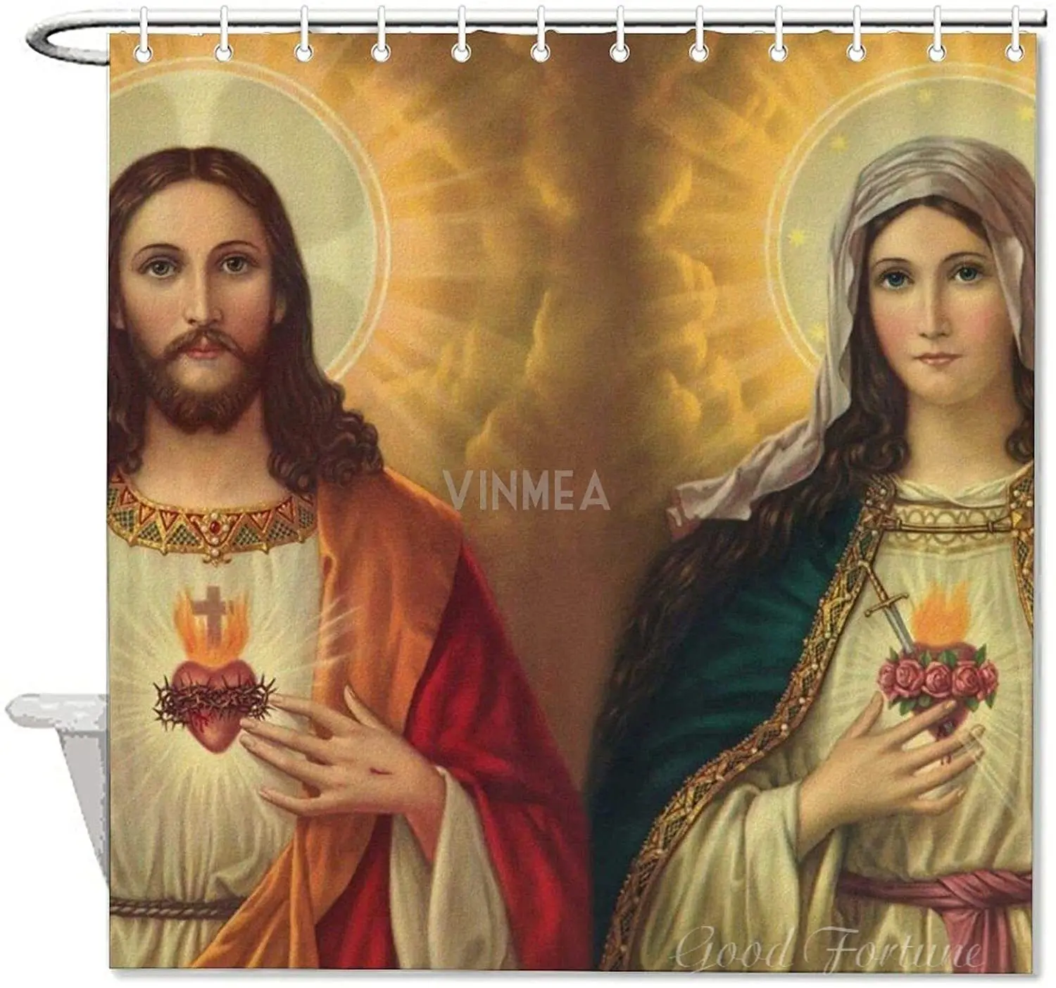 Священные сердца Бог Иисус Христос Мэри Virgin Водонепроницаемый душ Шторы с