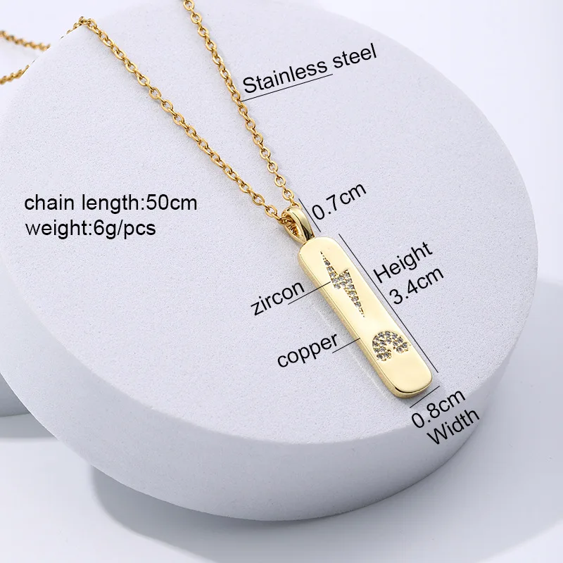 

Unisex Personality Square Bar Zirconia Heart Cross Pendant Necklace For Women Star Moon Stainless Steel Chain Necklace Jewelry