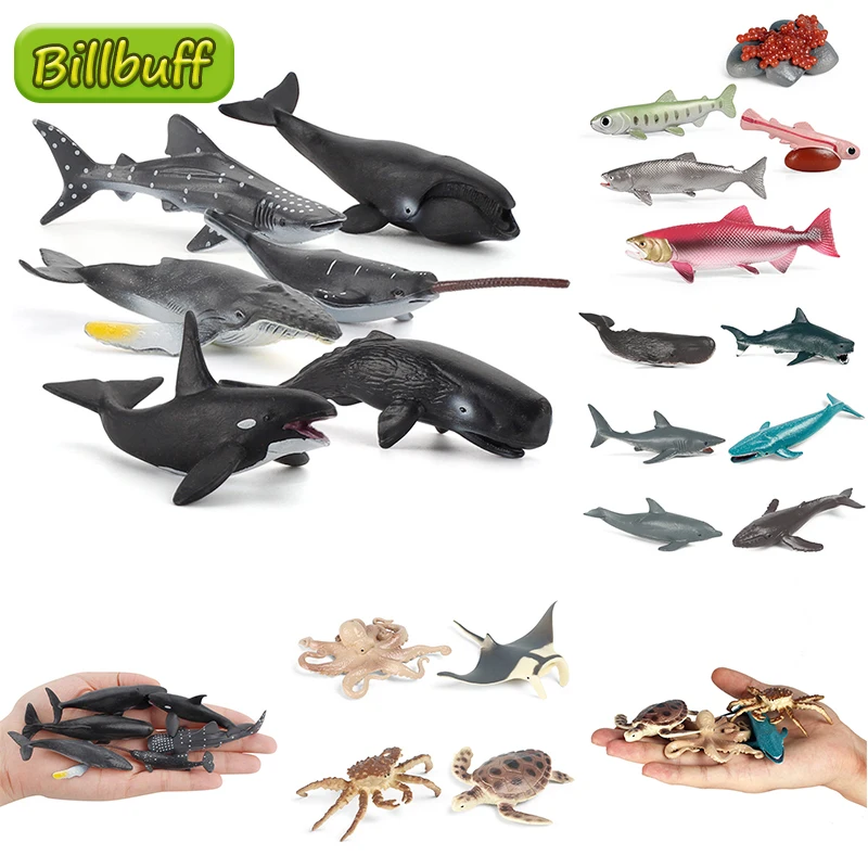 

Simulation Marine Life PVC Model Mini Animal Sperm Whale Shark Dolphin Crab Ornaments Kid Cognitive Educational Toy for children