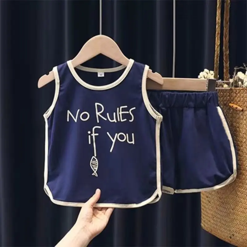 

Kids Girls Vest + Shorts Set Baby Boys Sports Clothes Suit Summer New Children's Clothing Cotton Sets Leisure Sleeveless T-shirt