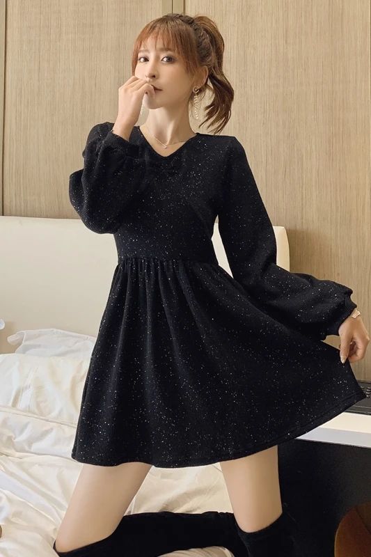 

COIGARSAM Full Sleeve Women dress Dresses Black 3362