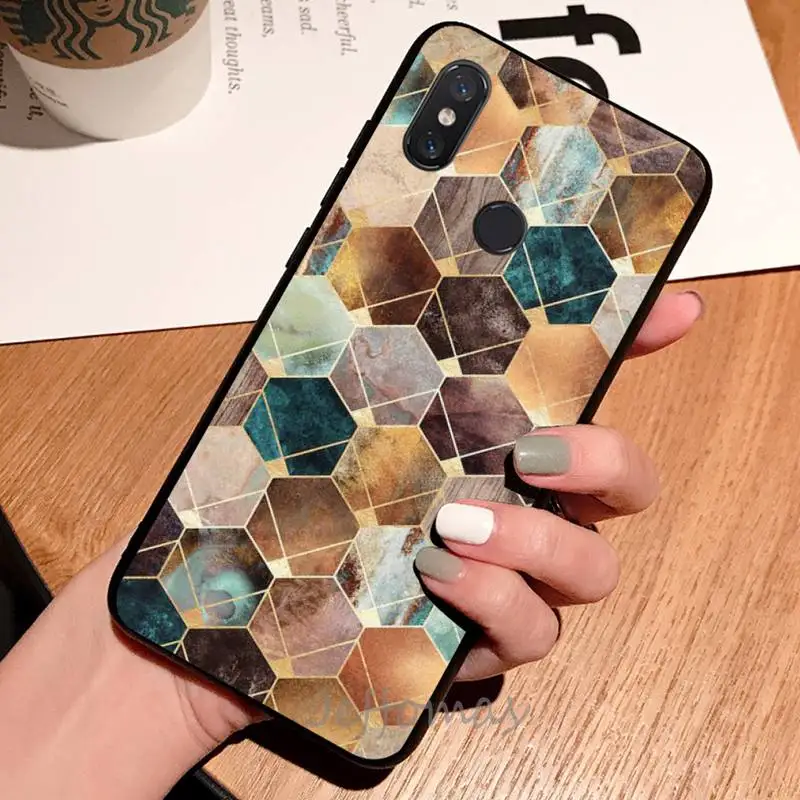

Marbled pattern Geometric Phone Case For Xiaomi Redmi note 7 8 9 t max3 s 10 pro lite coque shell cover funda