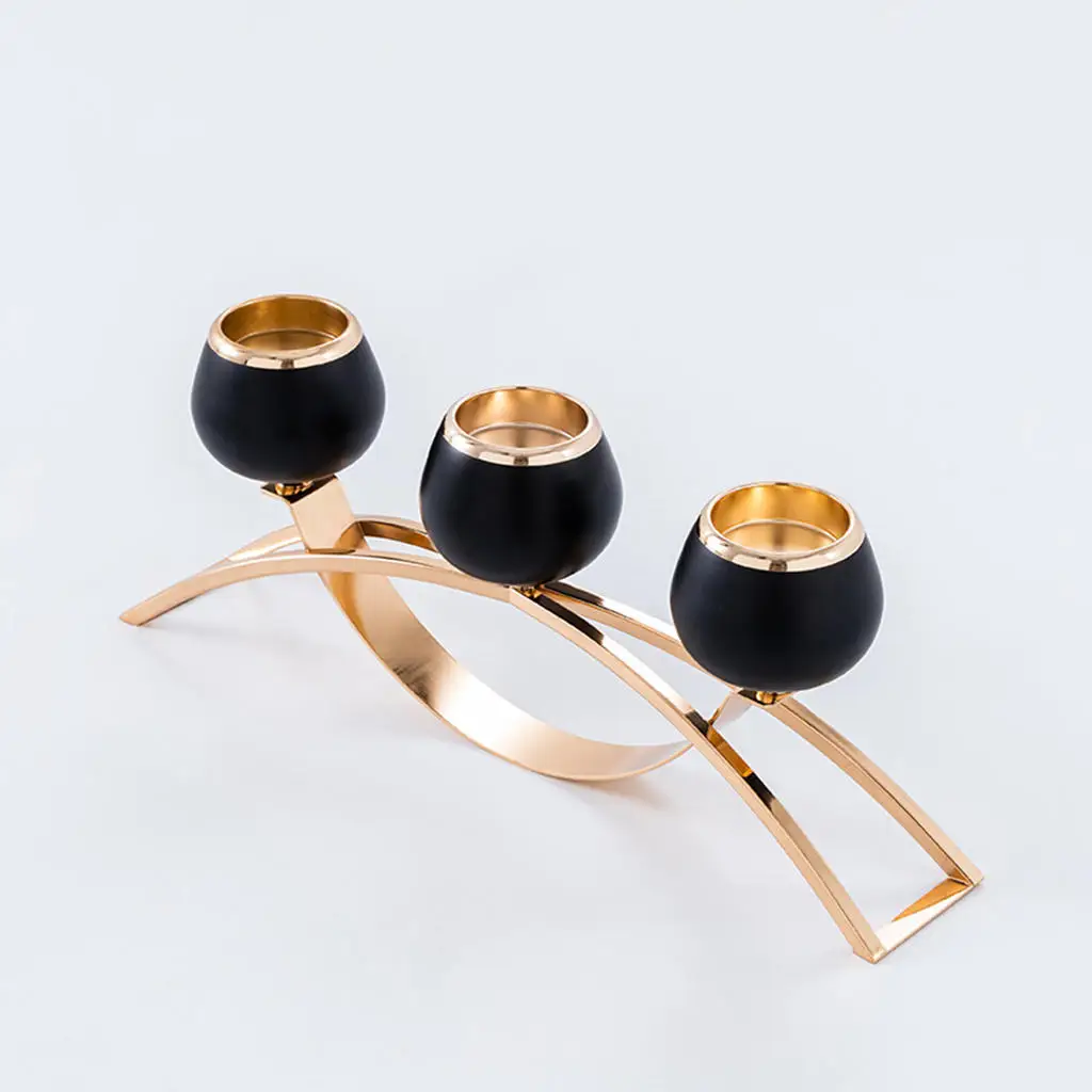 Металлический позолоченный подсвечник современный 3-ручной канделябр для