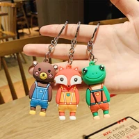 pcv soft plastic bear fox frog keychain three dimensional cartoon doll cute bear bag pendant car key ring girl party gift