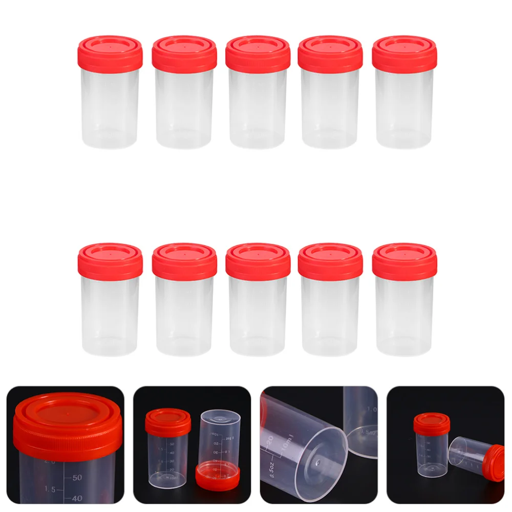 

10pcs Specimen Cups Urine Container 60ml Sample Cups specimen container tool for test in laboratory(Random Color)