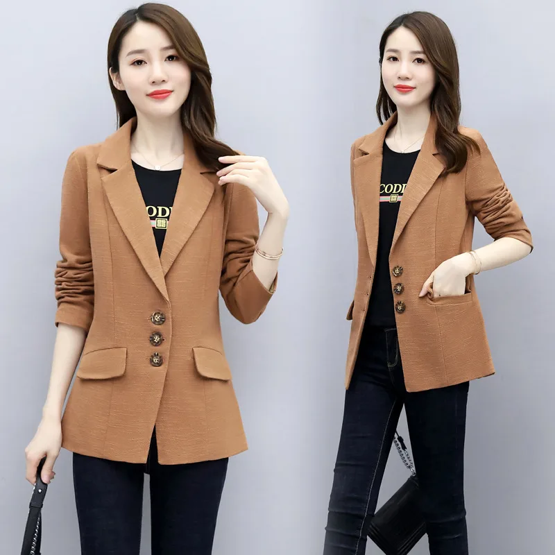 

Fashion Casual Small Suit Women Spring New Workplace All-match Short Jacket Slim Suit Top Notched Single Breasted Jacket Women