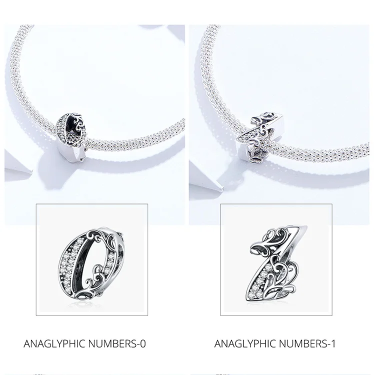 BAMOER 925 пробы серебряная буква A 0-9 NumberBeads подходит для шарма Браслеты Ожерелья DIY Аксессуары Ювелирные изделия BSC030-A
