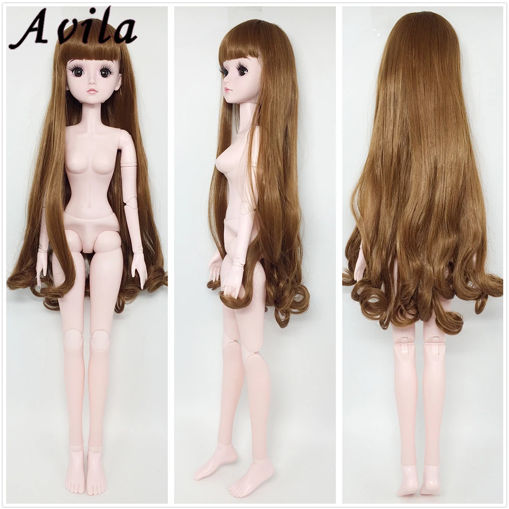 Волосы для 1/3 BJD 60 см девушка Кукла Высокая температура коричневый куклы парики