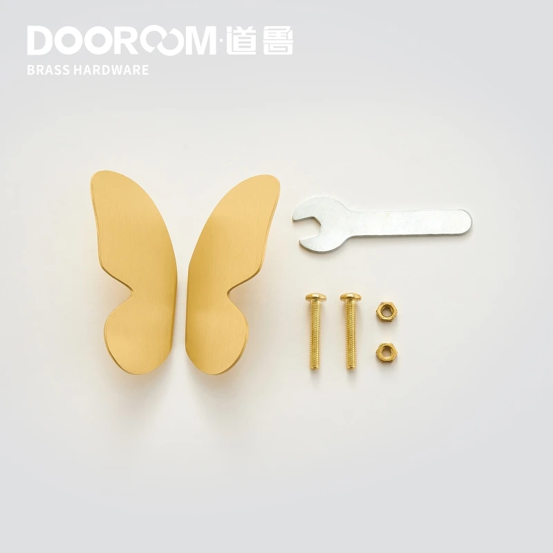 Dooroom латунная фурнитура ручками Натуральный Свежий светло роскошные золотые бабочки Тянет Шкаф для одежды шкаф для шкафов, ящиков Ручки - Цвет: Screw one pair