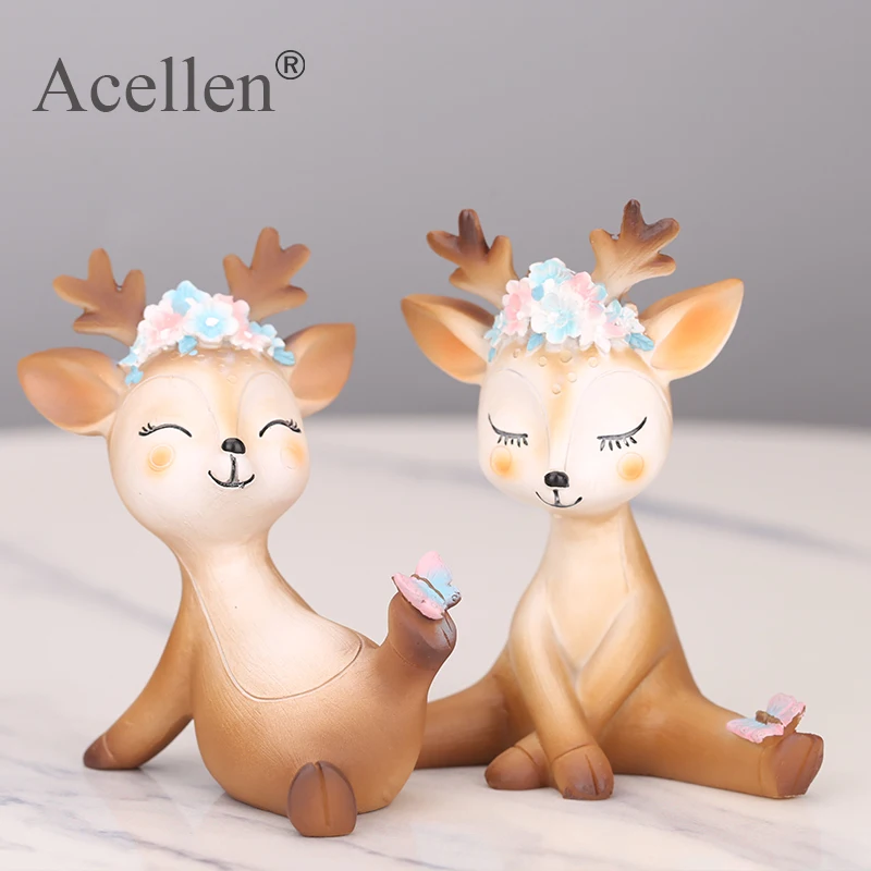 Милые миниатюрные садовые статуэтки Sika в виде оленя поделки из смолы фигурки