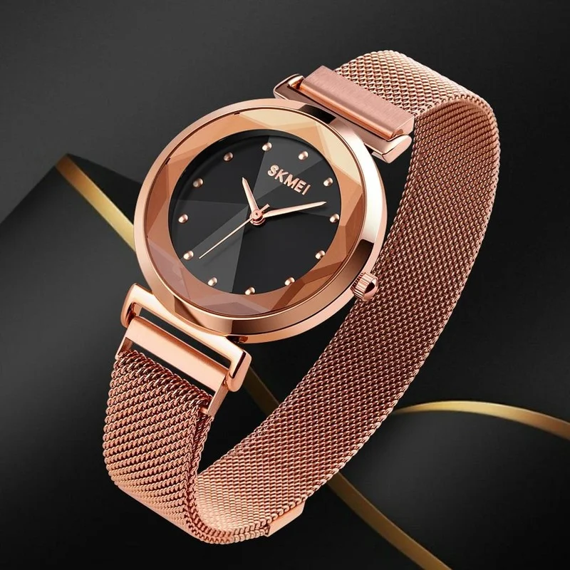 

Skmei 1709 Fashion Trend Magnet Buckle Creative Women's Quartz Watch Ultra-thin Mesh Belt Watch Elegant and Simple Analog Clock