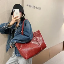 Large Capacity Womens Alligator Leather Tote Bag Fashion Handbag Shopper Female Bags 2022 Ladies Big Travel Shoulder Bag Luxury