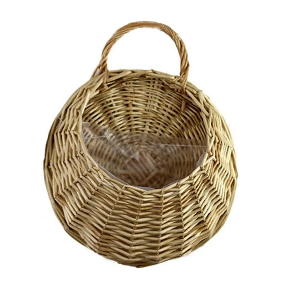 

Wall-mounted Flower Basket Wall Hanging Rattan Simulation Wall Flowerpot Decoration Color Primary Plant Home M8R6