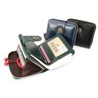vintage 100 cow leather women zipper wallet purse sunflower button card holders short leather wallet ladies fashion