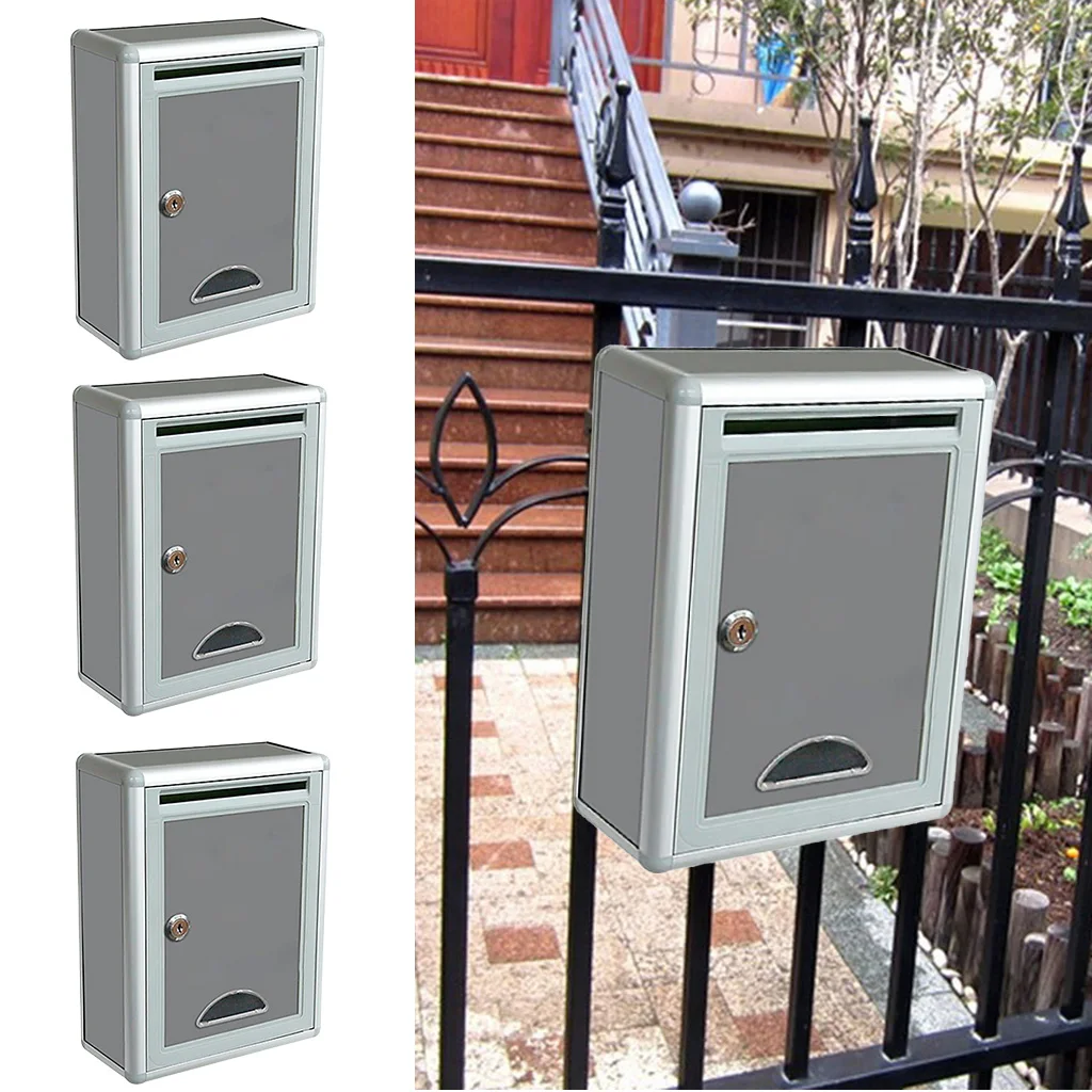 3x Классический Маленький объем серый алюминиевый сплав настенный почтовый ящик 8