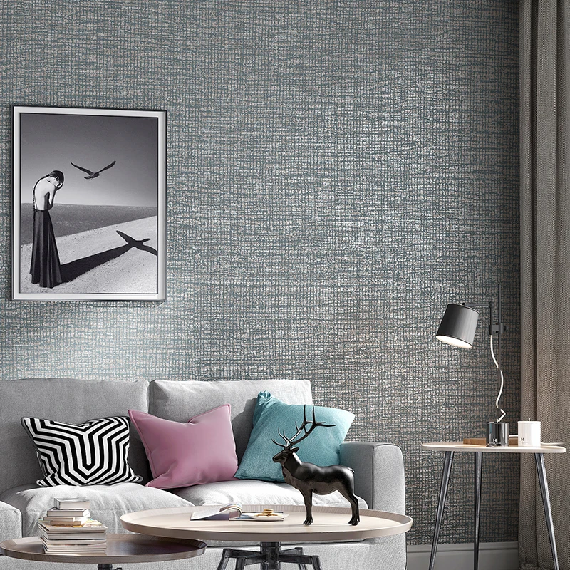 

Simple Plain Metallic Grasscloth Textured Wallpaper Dinning Room Bedroom Background Wall Paper Blue,Green,Beige