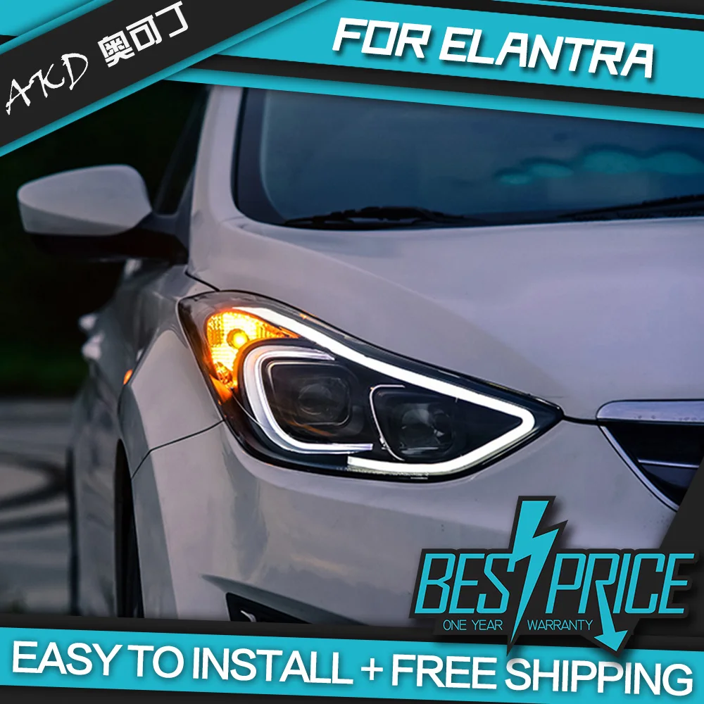 АКД автомобилей Стайлинг фар для Hyundai Elantra 2012-2016 фары светодиодный ходовые огни