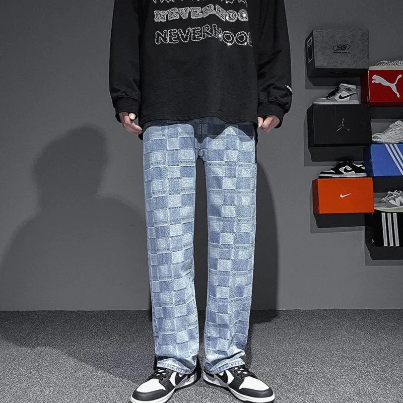 

Men Fashion Wide Leg Jeans Mopping Straight Jeans Men Fall Feeling Ins Tide Brand Trend Casual Mens Loose Jeans Street Wear