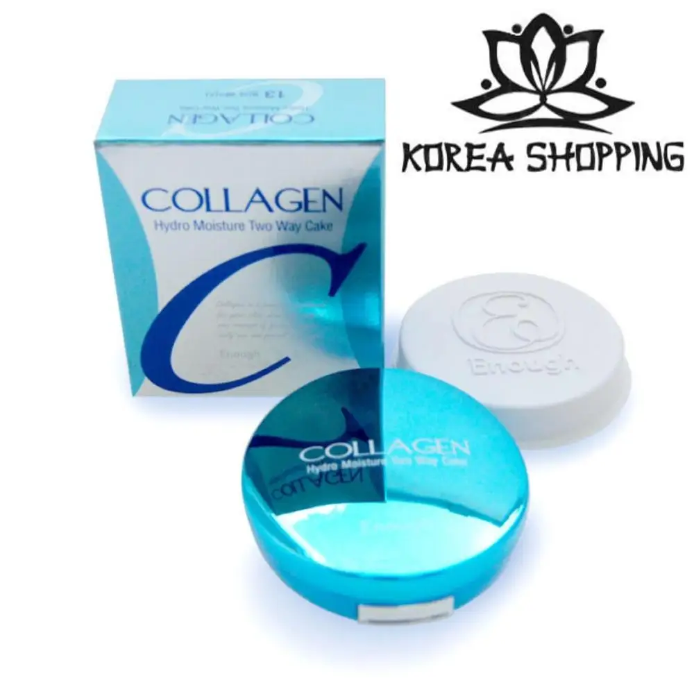 Moisturizing collagen powder with replaceable block enough hydro moisture two way cake SPF25 PA ++. Korean cosmetics. |