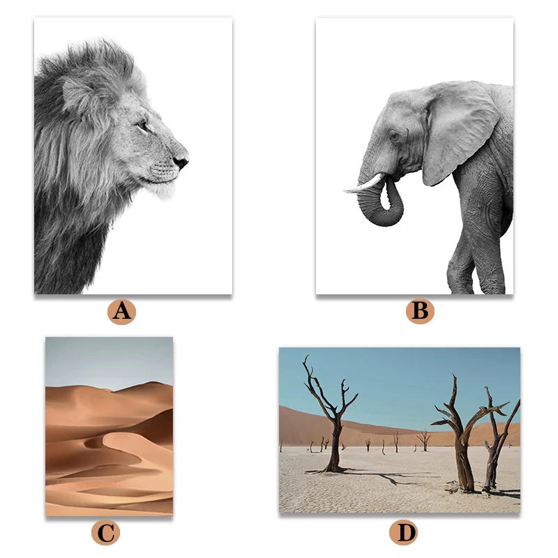 Плакаты и принты в скандинавском стиле с африканскими животными пейзажами